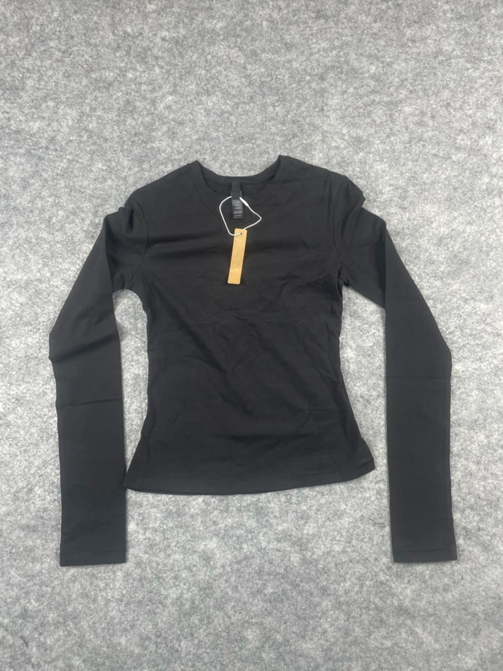 SKIMS Cotton Jersey Long Sleeve T-Shirt Soot Black AP-TSH-0647 Womens Size S NEW